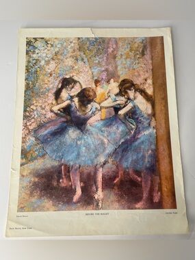 Vintage Edgar Degas Lithograph Print Before The Ballet Penn Prints Louvre  11x14